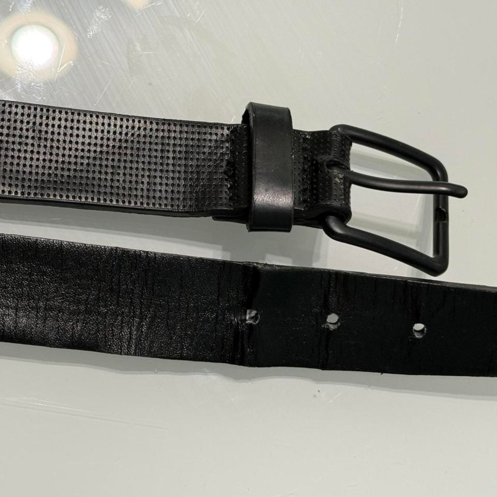 Steel and Jelly brand Black leather‎ belt with silver hardware size 34